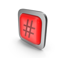 Red Square Hash Button Icon PNG & PSD Images