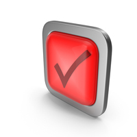 Red Square Tick Button Icon PNG & PSD Images