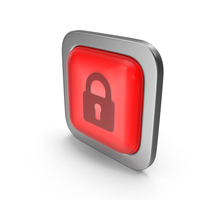 Red Square Lock Button Icon PNG & PSD Images