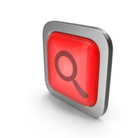 Red Square Magnifier Button Icon PNG & PSD Images