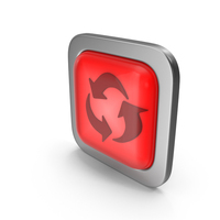 Red Square Recycle Button Icon PNG & PSD Images
