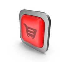 Red Square Shopping Cart Button Icon PNG & PSD Images
