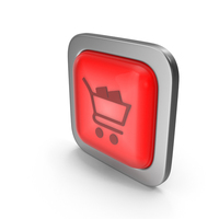 Red Square Shopping Cart Button Icon PNG & PSD Images