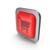 Red Square Shopping Cart Button Icon PNG & PSD Images