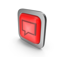 Red Square Speech Bubble Button Icon PNG & PSD Images