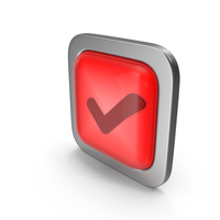 Red Square Tick Button Icon PNG & PSD Images