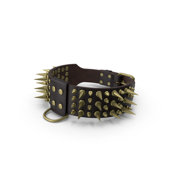 Leather Dog Collar with Spikes Brown PNG & PSD Images