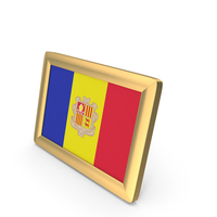 Andorra Flag Golden Desktop Photo Frame PNG & PSD Images