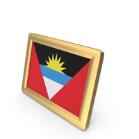 Antigua Barbuda Flag Golden Desktop Photo Frame PNG & PSD Images