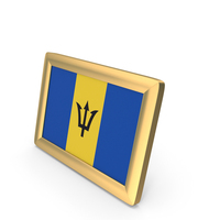 Barbados Flag Golden Desktop Photo Frame PNG & PSD Images