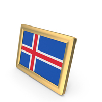 Iceland Flag Golden Desktop Photo Frame PNG & PSD Images