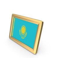 Kazakhstan Flag Golden Desktop Photo Frame PNG & PSD Images