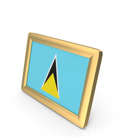 Saint Lucia Flag Golden Desktop Photo Frame PNG & PSD Images