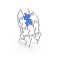 Puzzle Head With Blue Piece PNG & PSD Images