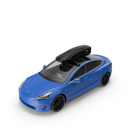 Tesla With Thule Car Roofbox On Roof Rack PNG & PSD Images