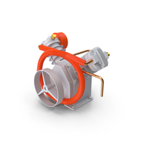 Aluminium Air Compressor Pump with Orange Hose PNG & PSD Images