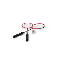 Red Composite Badminton Rackets And Plastic Shuttlecock PNG & PSD Images
