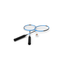 Two Blue Badminton Rackets with Plastic Shuttlecock PNG & PSD Images