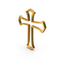 Out Line Christian Cross Icon Gold PNG & PSD Images