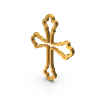 Gold Christian Cross Outline Icon PNG & PSD Images