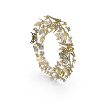 Gold Butterflies Number 0 PNG & PSD Images