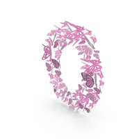 Pink Butterflies Number 0 PNG & PSD Images