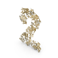 Gold Butterflies Number 2 PNG & PSD Images