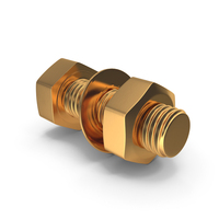 Gold Bolt With Hex Nuts PNG & PSD Images