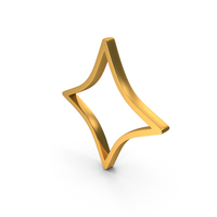 Gold 4 Point Star Outline Icon PNG & PSD Images
