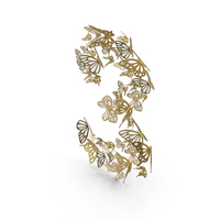 Gold Butterflies Number 3 PNG & PSD Images