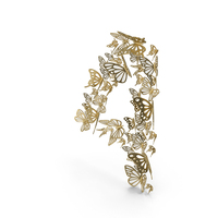 Gold Butterflies Number 4 PNG & PSD Images