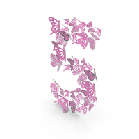 Pink Butterflies Number 5 PNG & PSD Images