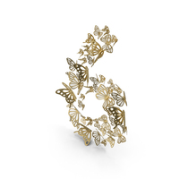 Gold Butterflies Number 6 PNG & PSD Images