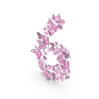Pink Butterflies Number 6 PNG & PSD Images