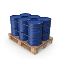Blue Barrels On Wooden Pallet PNG & PSD Images