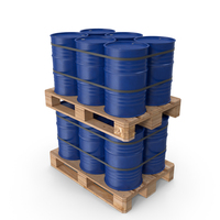 Blue Barrels On Wooden Pallet PNG & PSD Images