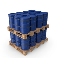 Blue Barrels On Wooden Pallet PNG & PSD Images