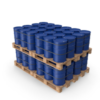 Blue Barrels On Wooden Pallet PNG & PSD Images