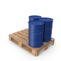 Blue Barrels On Wooden Pallet PNG & PSD Images