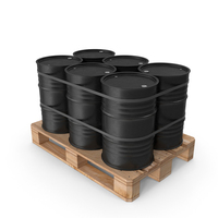 Black Barrels On Wooden Pallet PNG & PSD Images