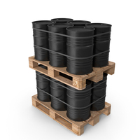 Black Barrels On Wooden Pallet PNG & PSD Images