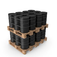 Black Barrels On Wooden Pallet PNG & PSD Images