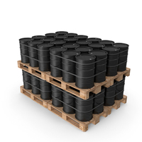 Black Barrels On Wooden Pallet PNG & PSD Images