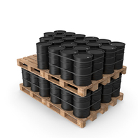 Black Barrels On Wooden Pallet PNG & PSD Images