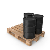 Black Barrels On Wooden Pallet PNG & PSD Images