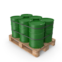 Green Barrels On Wooden Pallet PNG & PSD Images
