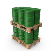 Green Barrels On Wooden Pallet PNG & PSD Images