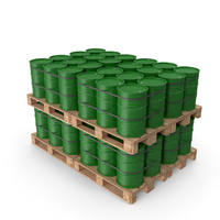 Green Barrels On Wooden Pallet PNG & PSD Images