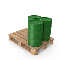 Green Barrels On Wooden Pallet PNG & PSD Images