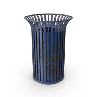 Blue Dirty Metal Street Trash Can PNG & PSD Images